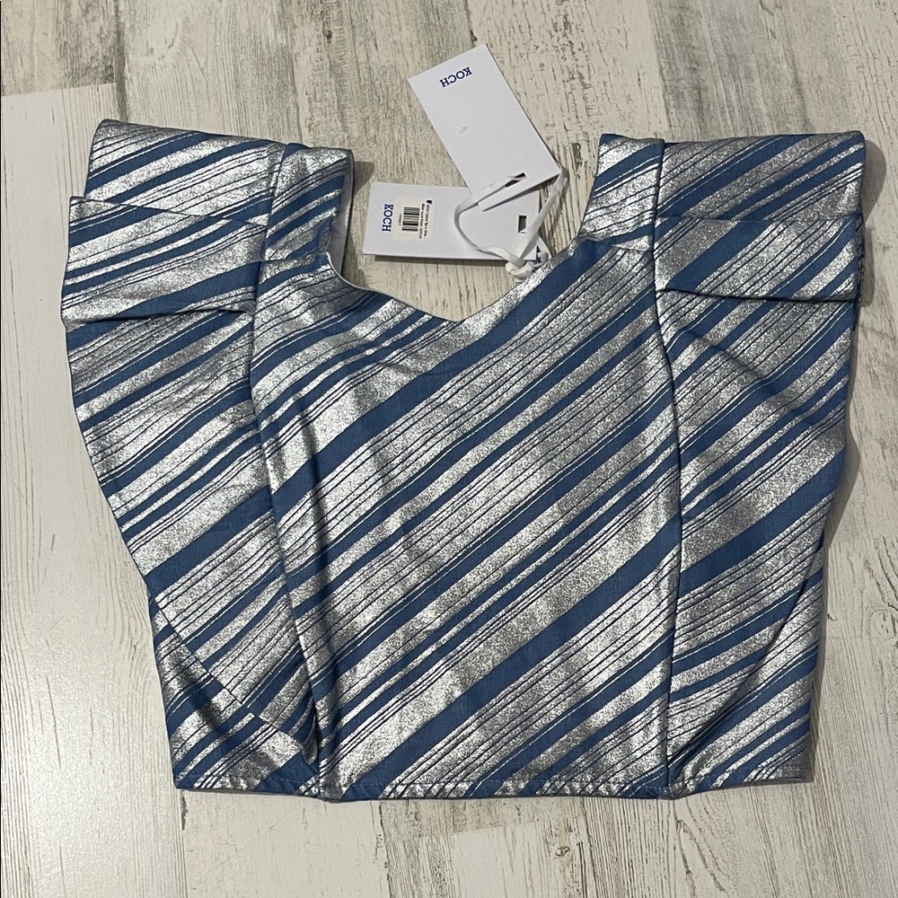 Koch Cecilia Top in Metallic Chambray Stripe  Size XS.  NWT - Picture 2 of 9